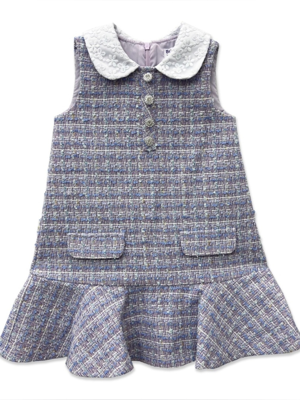 Blueberi Boulevard / purple collared tweed dress 2T